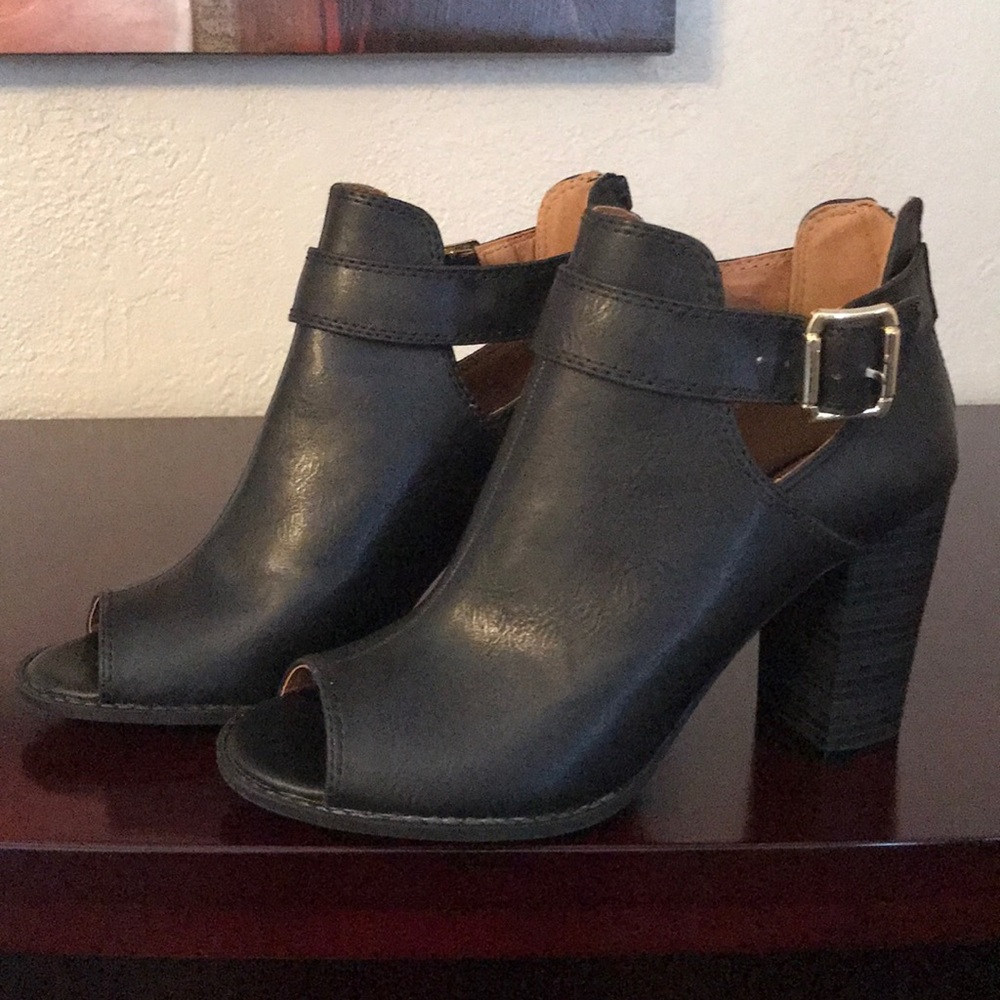 Black Peep Toe Booties